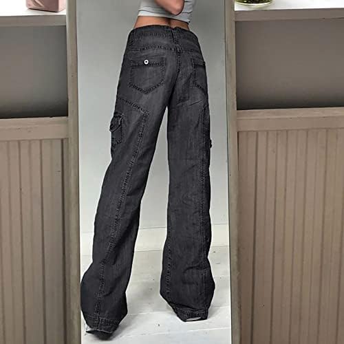 Keusnените на Keusn Baggy Cargo Pants joggers со низок пораст Парохут панталони жени y2k вежбање карго панталони со џебови џемпери