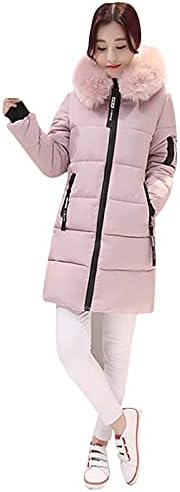 Зимски палто Foviguo, обична јакна дами дома со долги ракави худи Туника зимски џеб густ бојата на бојата лабава удобност