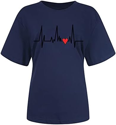 Тинејџерски девојки маичка лето есен 2023 облека мода моден краток ракав памук срце Loveубов графичка врвна маица за жени 77