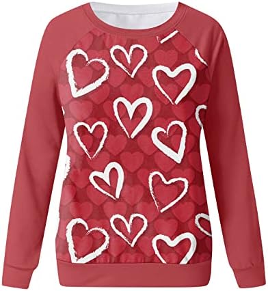 Jjhaevdy Ден на в Valentубените на Денот на вineубените за жени сакаат срцеви букви печати џемпер графички долги ракави пулвер