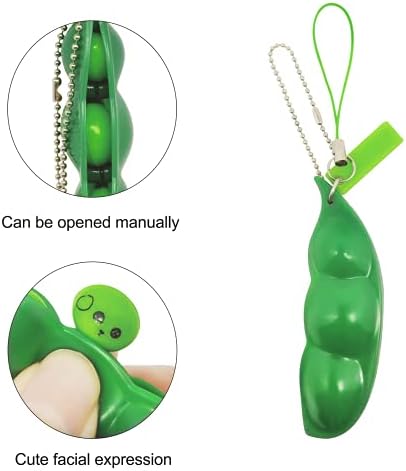 Tibdala Pea Fidget играчка, 6 пакувања стискање-грашок грашок под-едамам клуч за клучеви за клучеви со клучеви за усогласување на соја