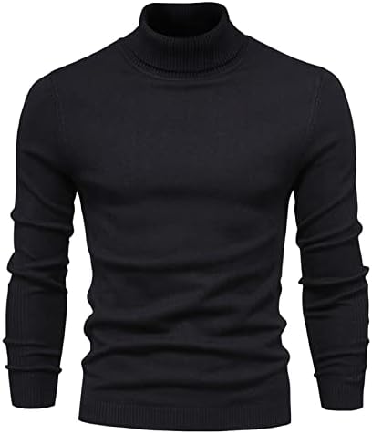 Uofoco кул маичка кошула човек зимски долг ракав плус големина работа со плетенка пулвер пулвер мек цврста боја тесен кабел
