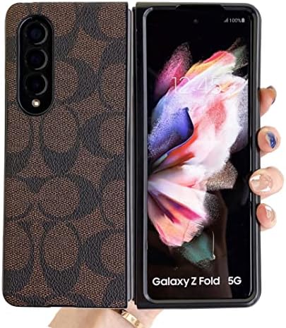 Компатибилен Со Samsung Galaxy Z Fold 4 Случај За Мажи Жени, Луксузен Дизајнер Pu Кожа Заштитна Телефонска Обвивка Отпорна На Удари