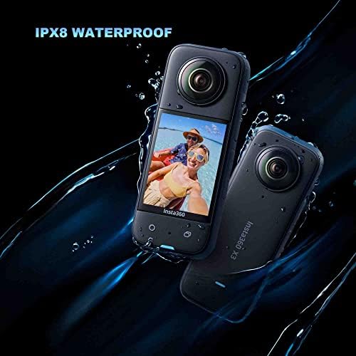 insta360 X3 - Водоотпорен 360 Акција Камера со 1/2 48mp Сензори, 5.7 K HDR Видео, 72mp Слика, 4K Еден Објектив, 60fps Ме Режим, 2.29Екран