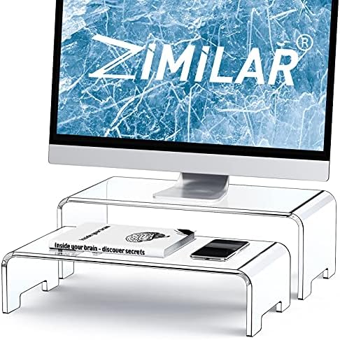 Zimilar Monitor Stand Riser, Acrylic Computer Stand Riser for Computer, Laptop, печатач, тетратка, iMac, Crystal Clear Laptop Stand and Monitor