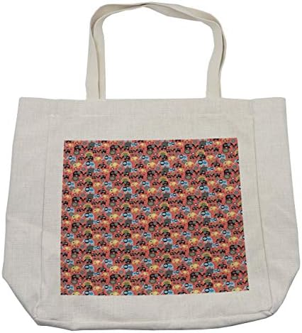 Торба за купување на слонови на Амбесон, модерна уметничка шема за loversубители на слонови кружни хексагонални елементи, еколошка торба за еднократна
