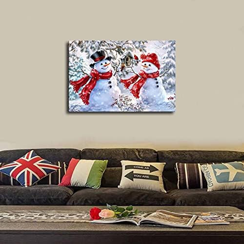 Забавен снежен човек божиќна уметност постер и wallидна уметност слика за модерна постер за украси за куќи за спална соба