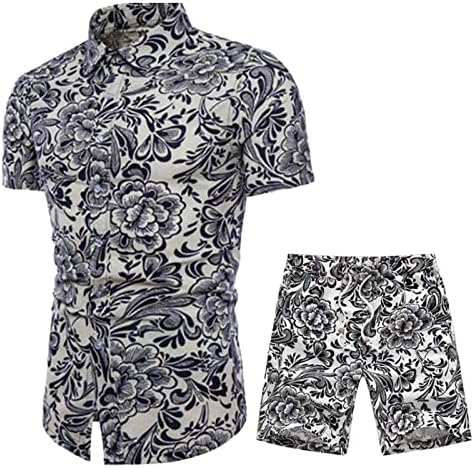Смоки за мажи мажи мода лето лето кратко сет случајно случајно хавајски плажа краток ракав џогирање костум краток сет мажи