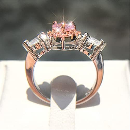 Прстени за венчавки и ангажмани розови праска срцеви канџи поставени цирконски новини прстени во вода капка дијамантски женски прстен