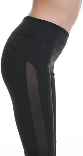 FOXWISH Women'sенски мрежен панел Страна со високи половини јога панталони слаби тренинзи активни хеланки