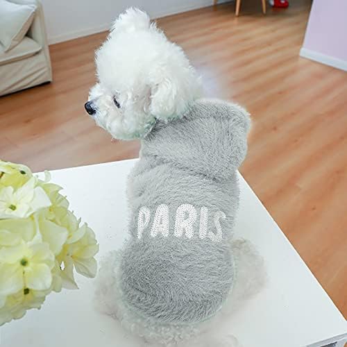 Голем џемпер за кучиња за кучиња со качулка, џемпер чиста боја, кадифен топол палто, мачка буква топла облека