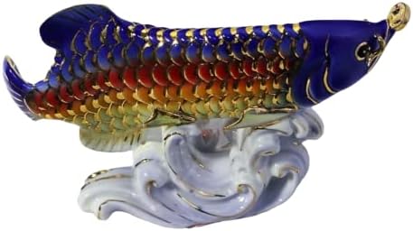 Фенг Шуи богатство Арована среќа риба со монета -изработен и украсен кинески порцелан, фигура 2116508