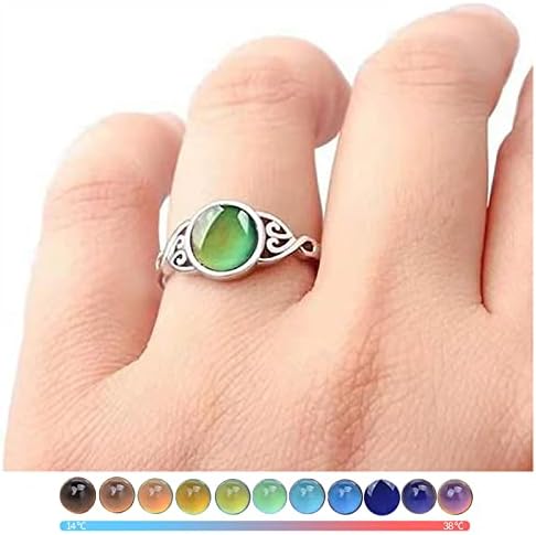 2023 Нови прстени Температурна промена на бојата на температурата за жени моден накит Популарни додатоци за сопругата со густ прстен
