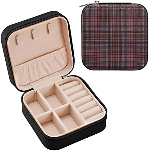 Умирико шкотска решетка мала кутија за накит, кутија за преносен накит за патувања за прстен, приврзоци, обетки, ѓердан, кутии за складирање
