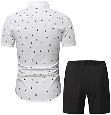 Фиокса облека со две парчиња за мажи Мажи за прицврстување и маица за печатење на дрво и шорцеви за половината за влечење