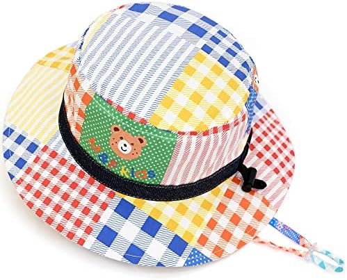 Бебе сонце капаче за прилагодување на деца момче летни капи со каиш од брадата 50+ печатен памук