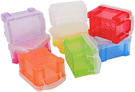 Qyang 3,3-инчен 8-парчен сет од 8-бои проucирна пластична кутија за складирање на накит, мала кутија за складирање на играчки, мини кутија