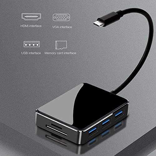LLKKFF Мрежни Производи USB C ДО HDMI/VGA/USB 3.0 Hub Адаптер, GOXMGO 7 ВО 1 USB C Hub Адаптер со 3 USB 3.0 Порта, Sd Tf Картичка Читач