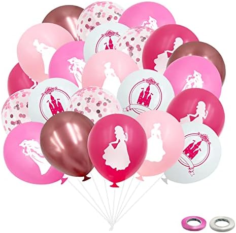 60 парчиња девојче принцеза балон розови бели конфети балони за бебе туш роденденски свадбени забави фаворити