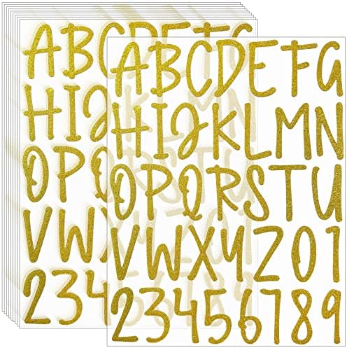 Waynoda 360 парчиња 10 листови сјајни налепници за букви, само лепило златни букви, 2 инчи