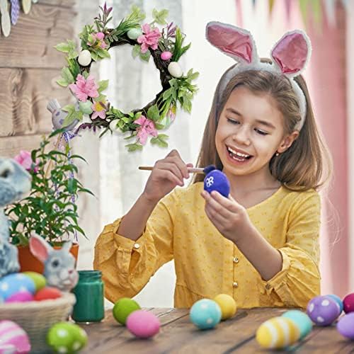 Велигденски венец пролет украсување симулација Велигденско јајце пролетен венец фарма куќа украс wallид декор подарок DIY Велигденска