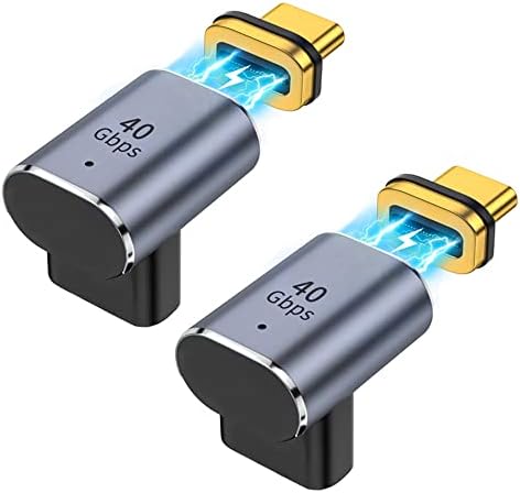 Jinpinceble USB C магнетски адаптер 40Gbps, 24 Pin USB4 магнетски адаптер, Type-C Extender, PD100W Брзо полнење, 8K@60Hz, компатибилен со Thunderbolt