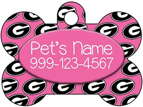 Грузија Булдози Официјално Лиценциран Розова Миленичиња Проект Куче Таг | Персоналните За Вашето Домашно Милениче