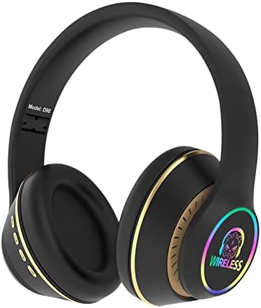 Слушалки со Bluetooth 5.0 Над уво со LED, преклопени безжични и жични стерео слушалки микро TF, FM за мобилен телефон, компјутер,