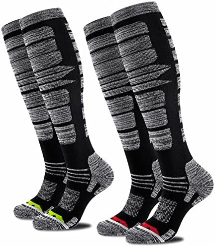 ACTINPUT 2/3 Пакет Зимски Ски Чорапи Мажи Жени, аикидо чорапи за скијање, Топло Термално Колено Високи Чорапи За Ладно Време