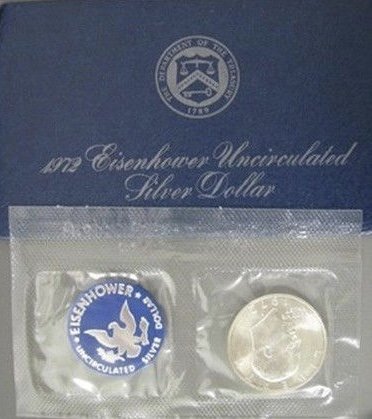 1972 Година Ајзенхауер Ајк Долар 40% Сребро Доаѓа во оригинална американска нане Пакување Долар Нециркулирана Американска Нане