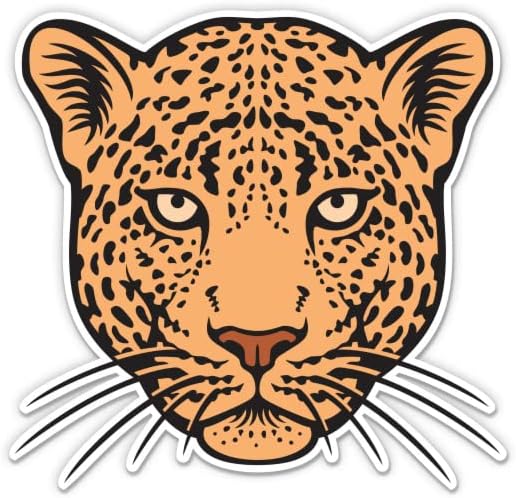 Голема мачка со глава на леопард - 3 Винил налепница - За телефон за шише со вода за лаптоп за автомобили - водоотпорна декларација