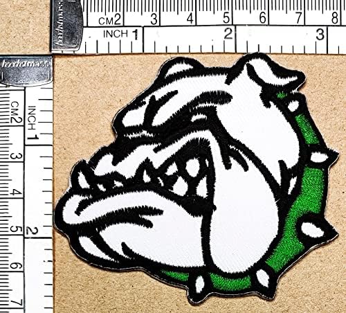 Kleenplus 3 парчиња. Булдог питбул куче шие железо на везени закрпи цртан филм булдог со симпатична зелена кучиња налепница