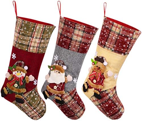 Toyvian Christmas Stocking, декорација на големи Божиќни чорапи, 18,7 Санта Снежен човек ирваси Порибување Божиќни украси и сет