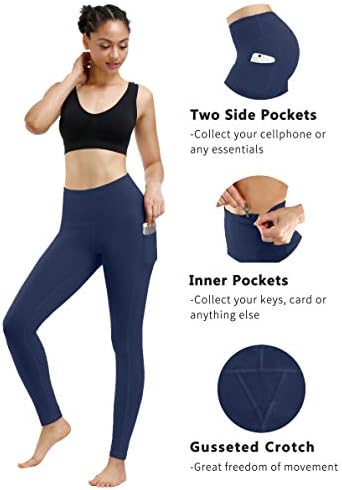 Fengbay 2 пакувања со високи половини јога панталони, џебни јога панталони Контрола на стомакот, кој работи 4 пат истегнување
