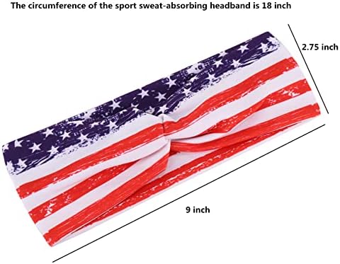 Алфинг 4 Спакувајте Спортски Фитилни Ленти За Глава, Американско Знаме Атлетски Широки Ленти За Потење Лента За Глава, Јога За Дишење