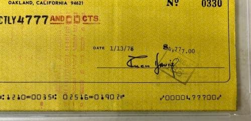 Ал ДЕЈВИС д. 2011 потпишан/капсулирани Оукланд Индијана џонс: Крадците плати чек-ПСА 84844116-Мак Намалување Потписи