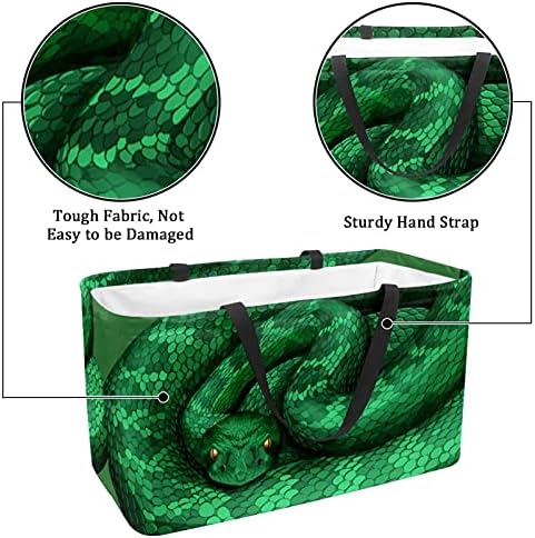 Чанти од 50L купувачи зелени ракчиња за склопување на кутии за намирници торбички со рачки, еднократно