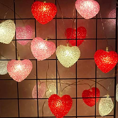 Декорациите за Денот на в Valentубените на Ојагнах го надградија големите срцеви светла прекрасна розова црвена бела срцева жица светла романтика