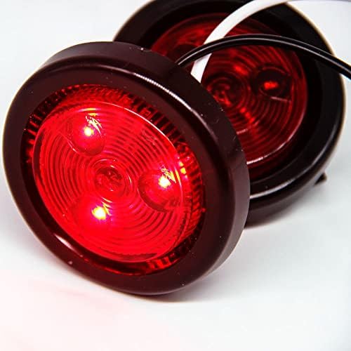 FGAITH DT 4pcs 2 Инчен Круг Црвена LED IP65 Водоотпорен LED Страна Маркер Дозвола Светлина