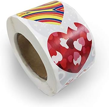 ЈАНЕМО Боја-Кодирање Етикети, 500 Листови Срце Форма Налепница, 8 Различни Дизајни 1.5 Инчен Љубов Декоративни,Лепило Етикета За Денот На