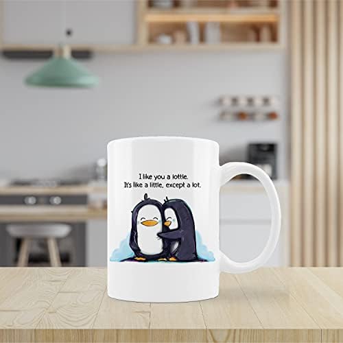 Симпатична чаша од пингвински кригла, ми се допаѓаш мачка како малку, освен многу керамички кригла-11oz кафе млеко чај чаша чаша