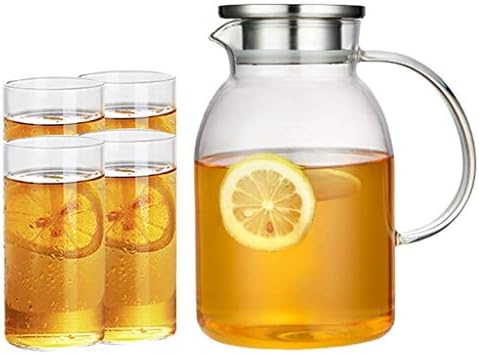 Muteiki воден бокал, 1,8L/2.2L ладна вода за бокали Постави мулти-намена за бокали со стакло со стакло од чај со чај со чај со голем капацитет