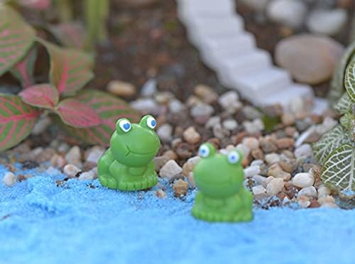 Ексасинин 20 парчиња смола мини жаби зелена жаба минијатурни фигурини самовила градина минијатурен мов пејзаж DIY терариум занаетчиски