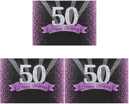 Solustre 3 парчиња декор за позадината на позадината роденден на роденденот Виолетова за фото wallид годишнина Декоративна ткаенина