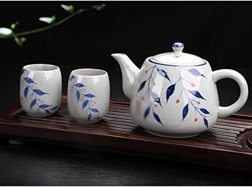 Котел чајник ретро носталгичен дизајн со висока температура со сина и бела порцеланска керамичка рачка чај чај сет чајник