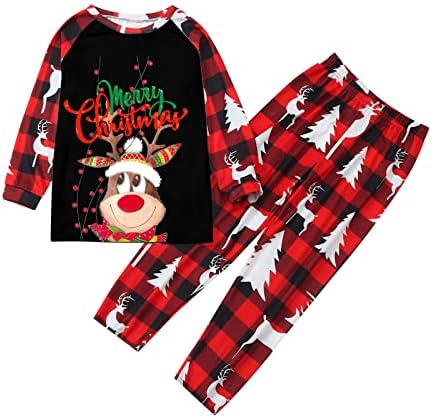 Diyago ефтино семејство Божиќни пижами 2022 година, совпаѓање на маичка со долг ракав и панталони за ноќна куќа за одмор смешна PJ ноќна облека