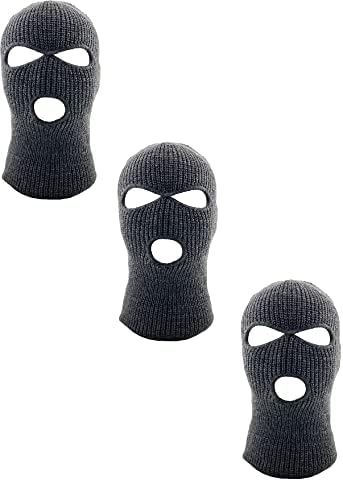 Ски -маска плетете три дупки маска со целосна обвивка за лице плетена балаклава топла капа возрасни зимски капи