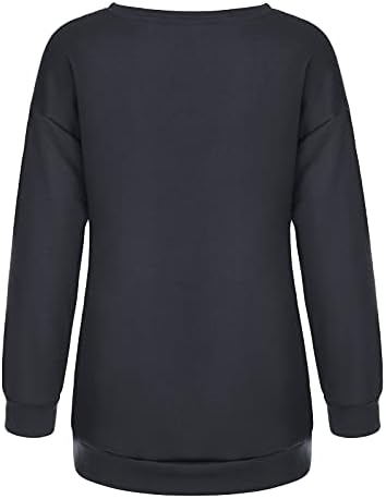 Маичка за ден на в Valentубените за жени преголеми пуловер врвот симпатична гнониска графичка кошула со долга ракав обична блуза