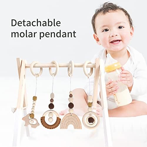 Мерсуи 4 парчиња дрвена салата за бебиња за бебиња за бебиња играчки дрвени кругови Активноста за салата за виси бар интерактивни играчки