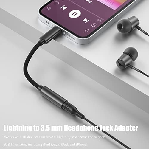 Адаптерот за приклучоци за слушалки за сонце од 3,5 мм, адаптер за аудио адаптер Aux за iPhone dongle кабел компатибилен со iPhone